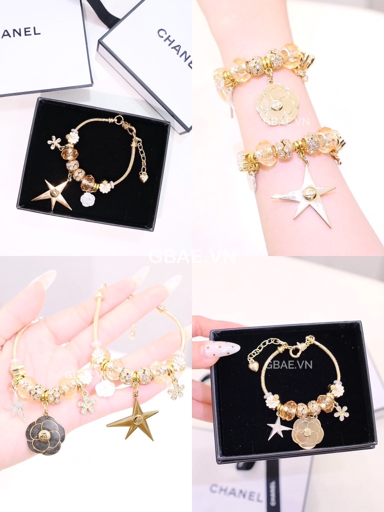 Vòng Tay CHANEL Gift Hãng Fullbox Kèm Charm Vàng