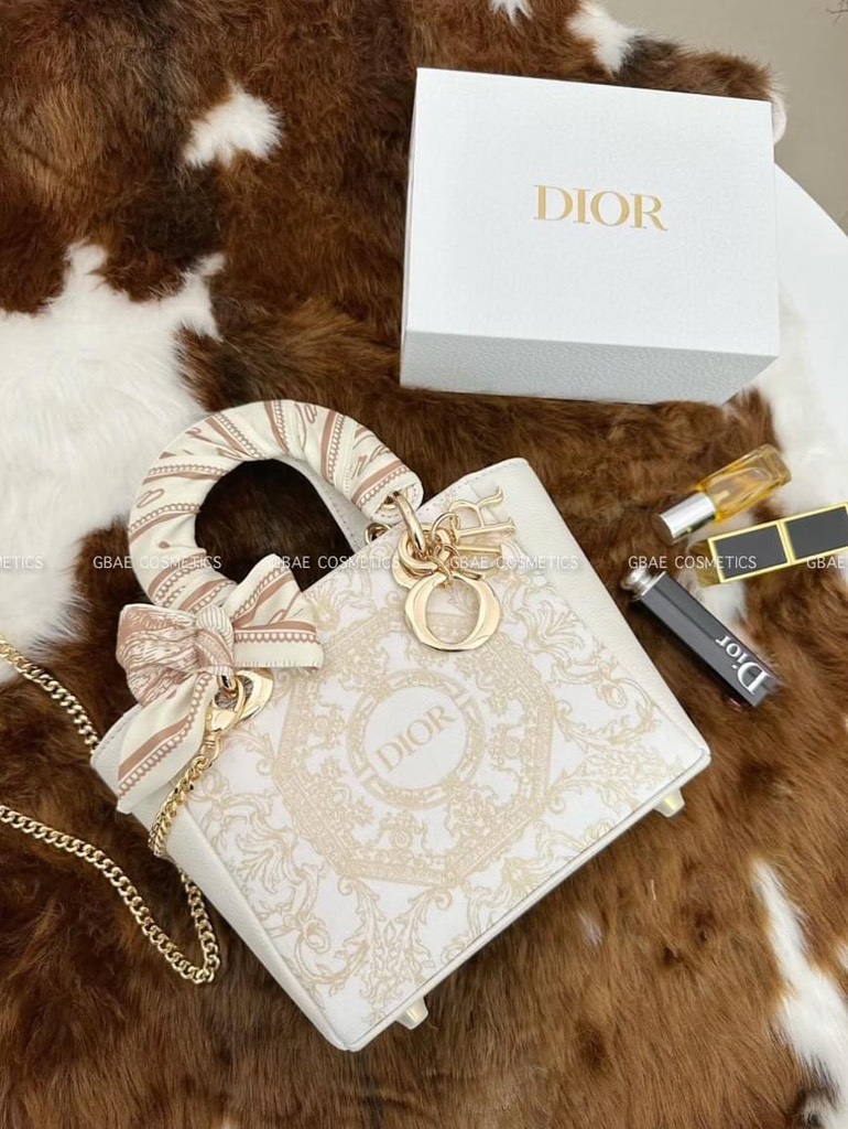 Túi DIOR custom hoạ tiết Holiday Limited dáng Lady size 25cm fullbox túi giấy hãng