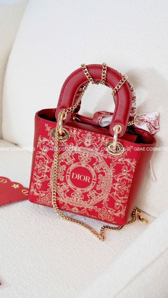 Túi DIOR custom hoạ tiết Holiday Limited dáng Lady size 25cm fullbox túi giấy hãng