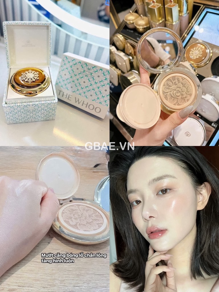 Set Cushion WHOO tái sinh (1 cushion sẵn lõi + 1 lõi refill + 1 cọ tán + 1 bao đựng)