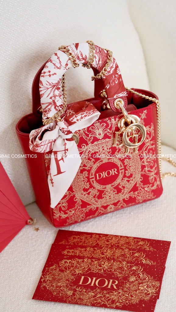 Túi DIOR custom hoạ tiết Holiday Limited dáng Lady size 25cm fullbox túi giấy hãng