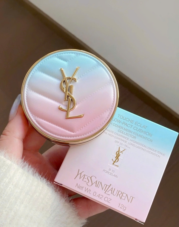 Cushion YSL Vỏ Hồng Xanh High Cover Mesh Foundation Limited