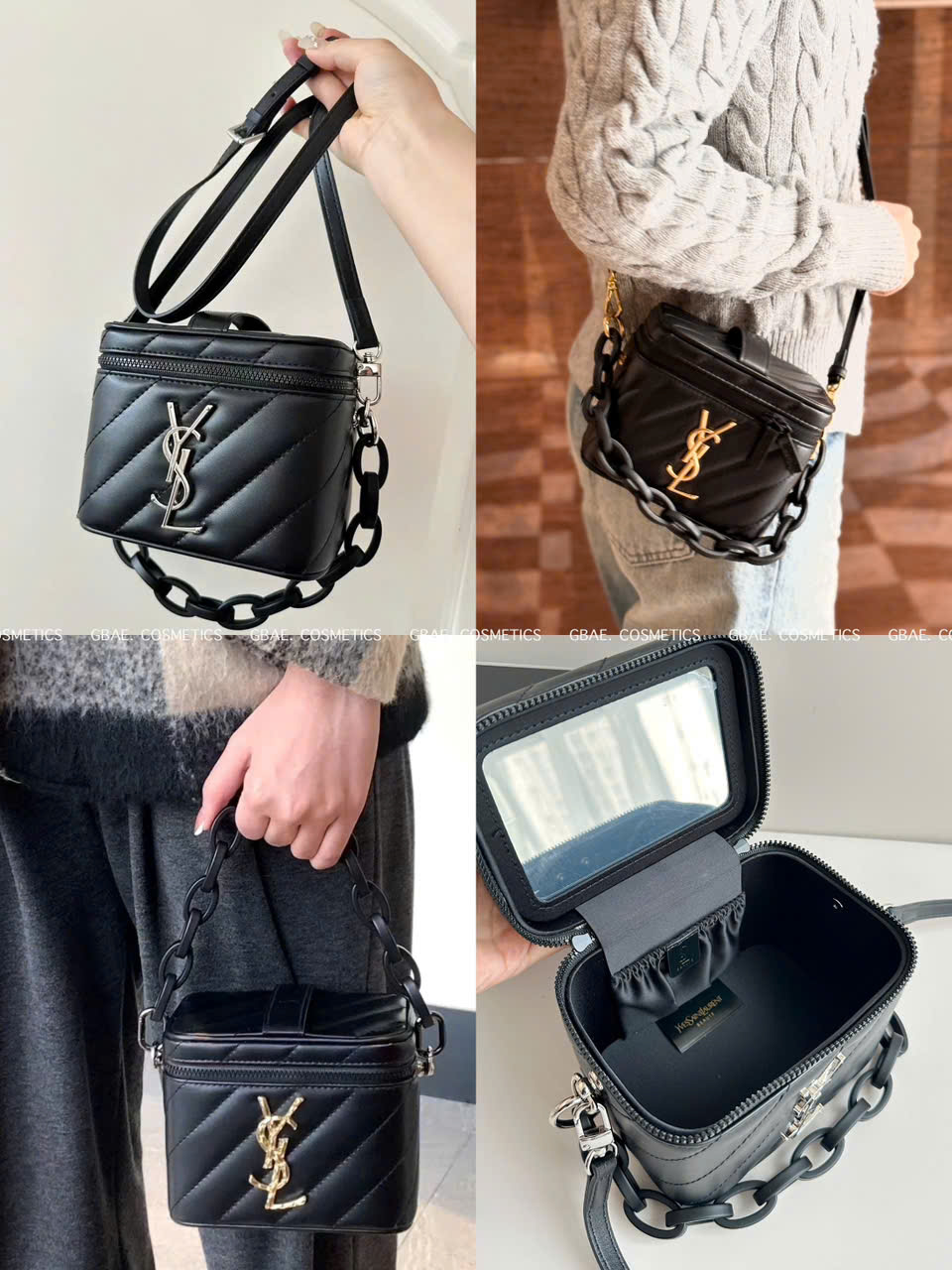 Túi Cốp YSL Vanity Màu Đen Gift Chính Hãng Kèm Dây Fullbox