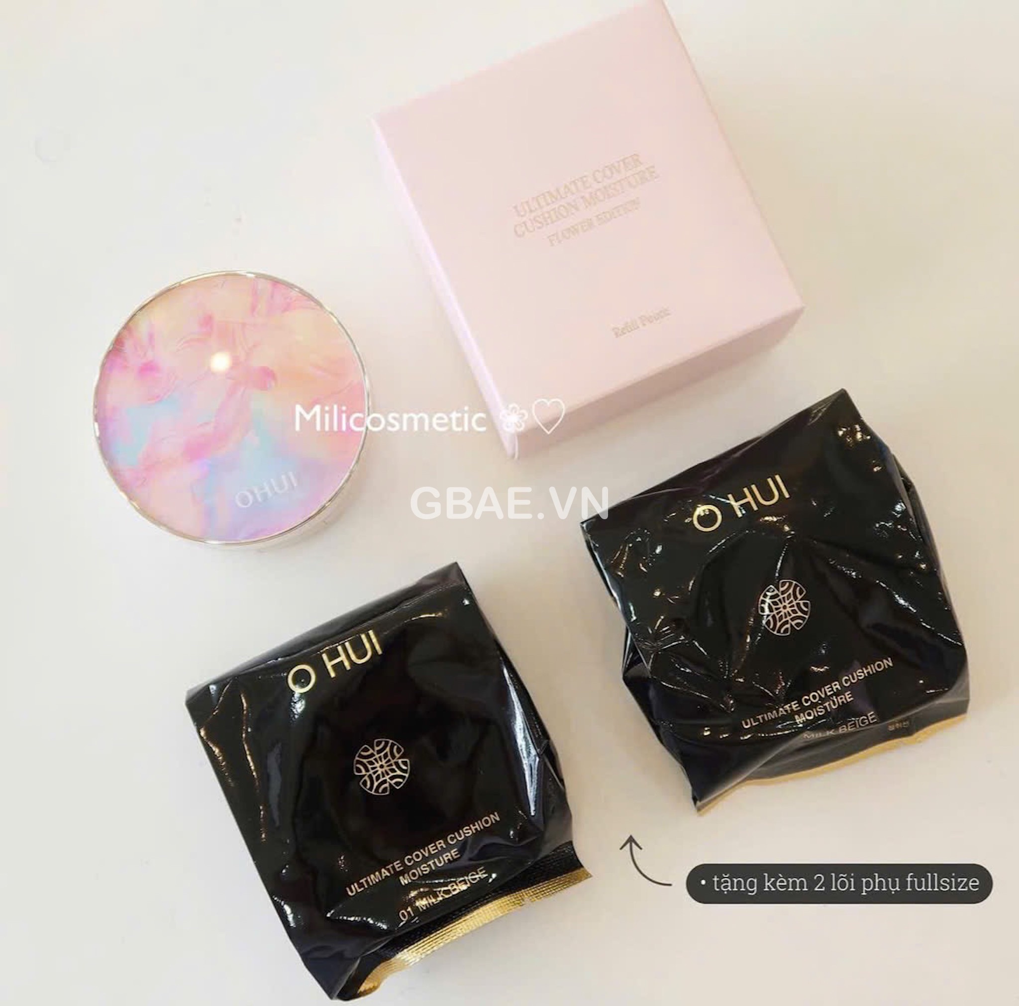 Set Cushion OHUI Phiên Bản limited hoa ( 1 case + 2 lõi )