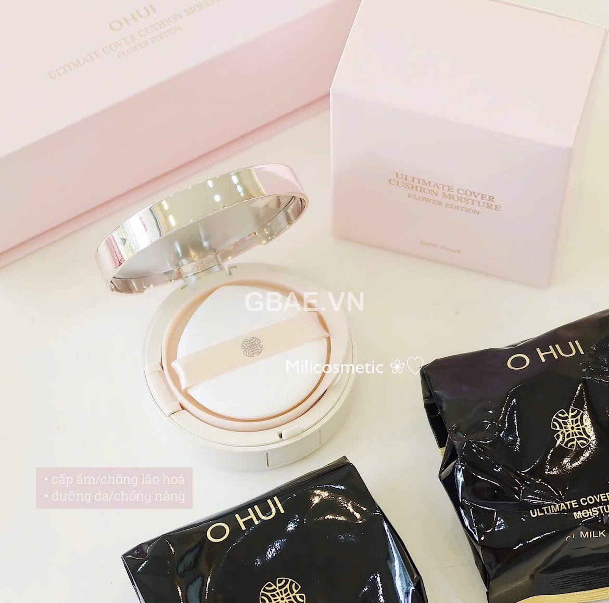 Set Cushion OHUI Phiên Bản limited hoa ( 1 case + 2 lõi )