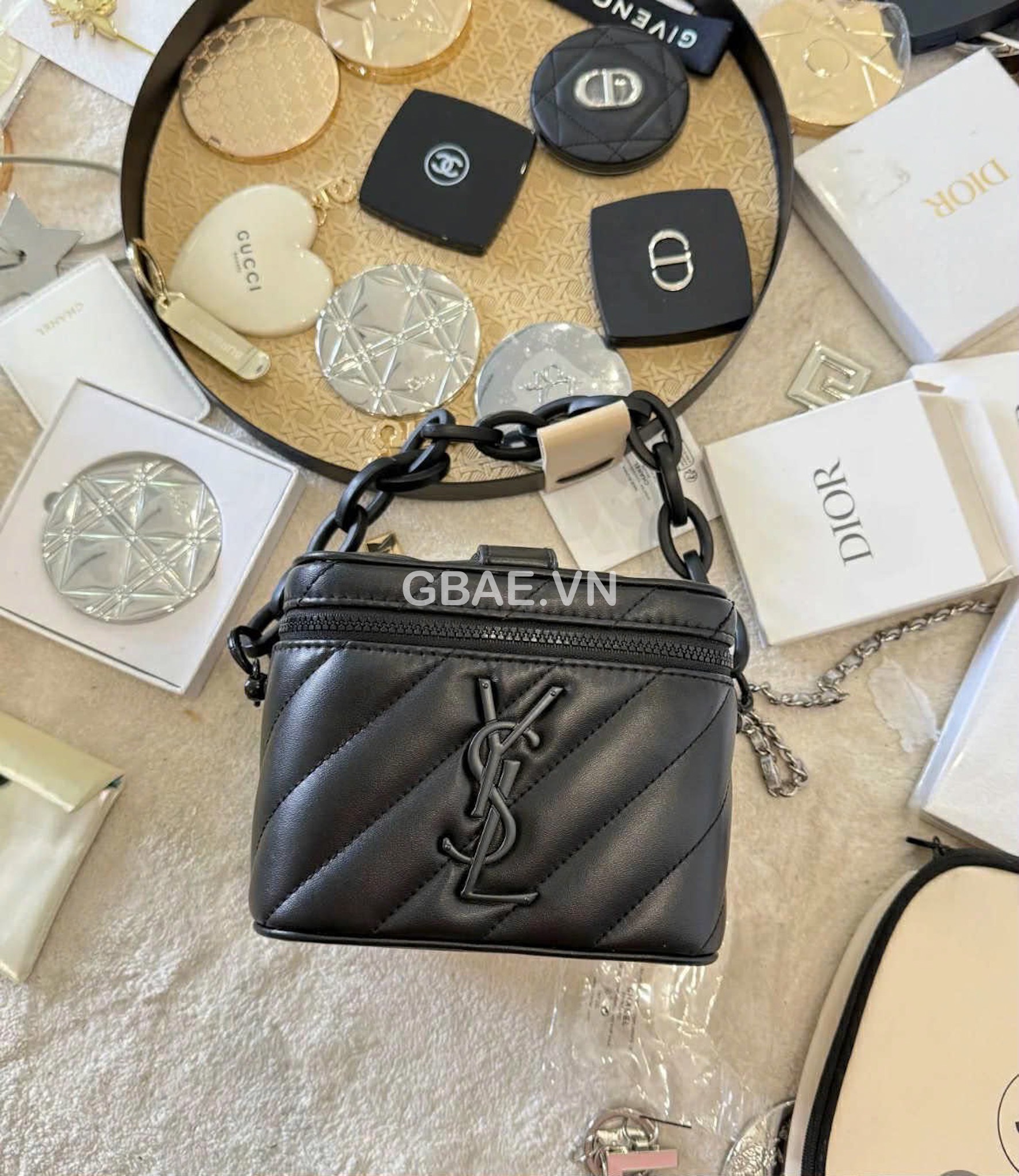 Túi Cốp YSL Vanity Màu Đen Gift Chính Hãng Kèm Dây Fullbox