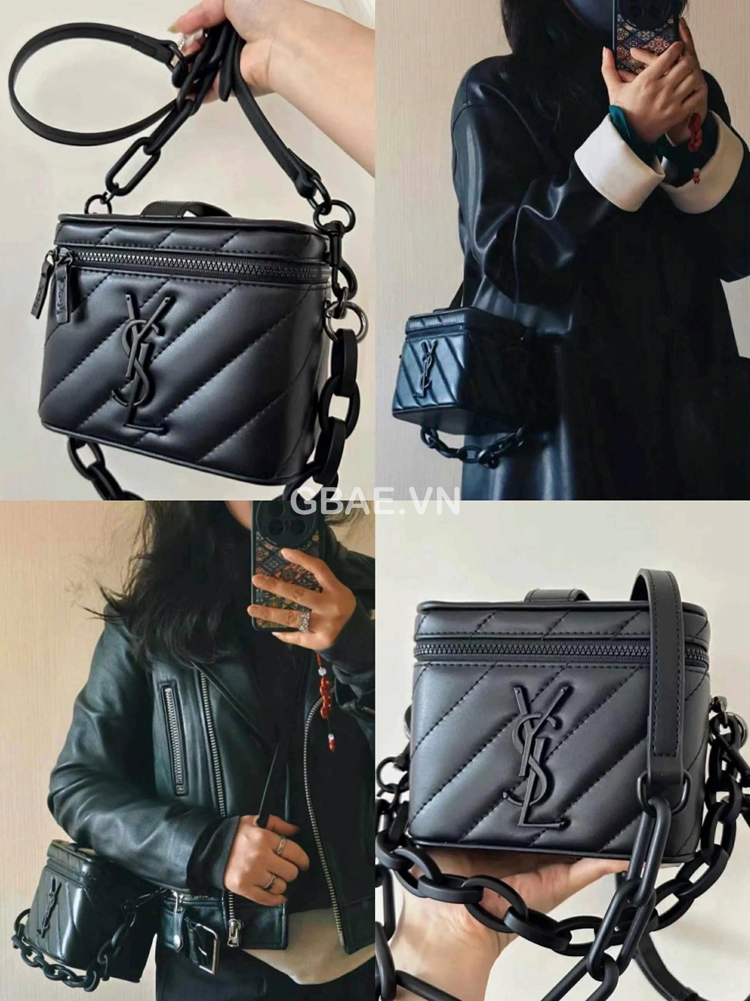 Túi Cốp YSL Vanity Màu Đen Gift Chính Hãng Kèm Dây Fullbox