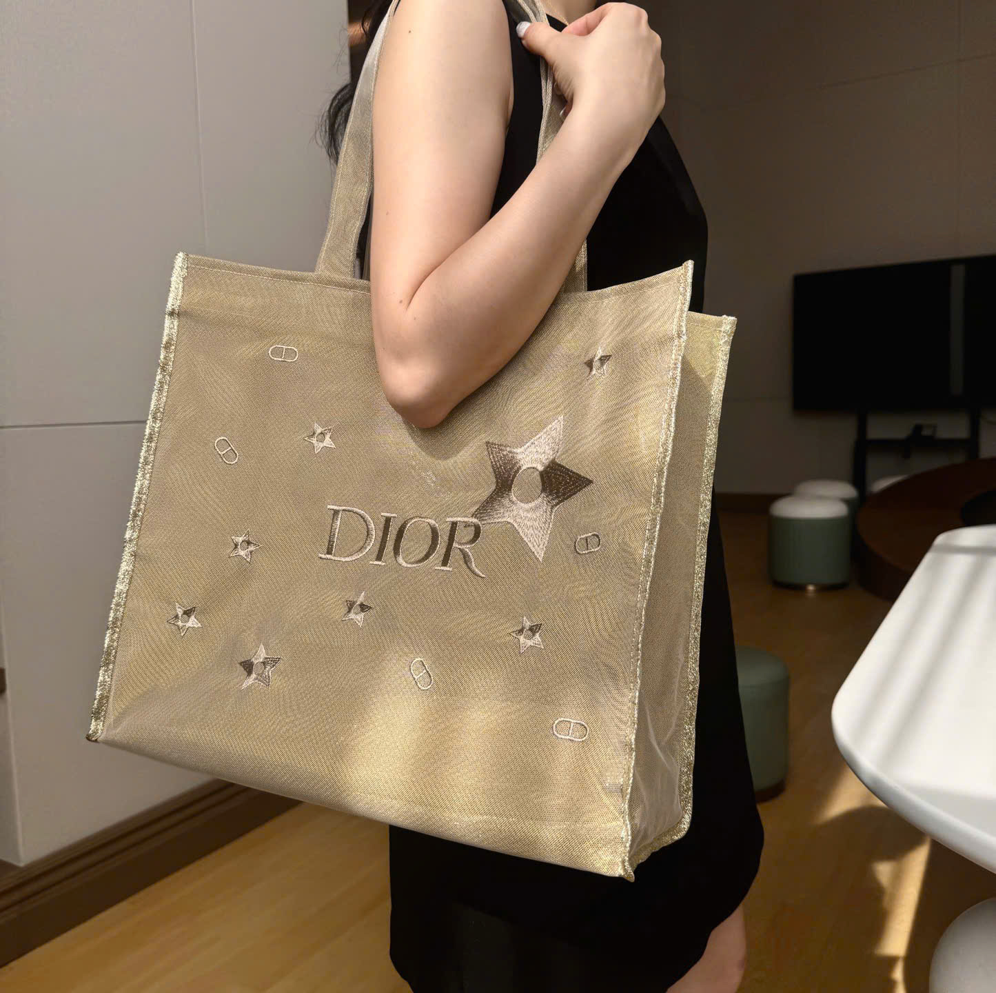 Túi Tote DIOR Lưới Gift Compliment Chính Hãng 42x35x13cm