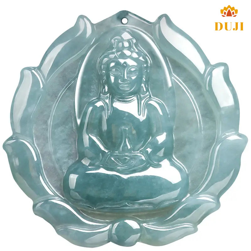 Mặt dây chuyền ngọc bích tự nhiên Avalokiteshvara Avalokiteshvara màu xanh nước loại ngọc bích