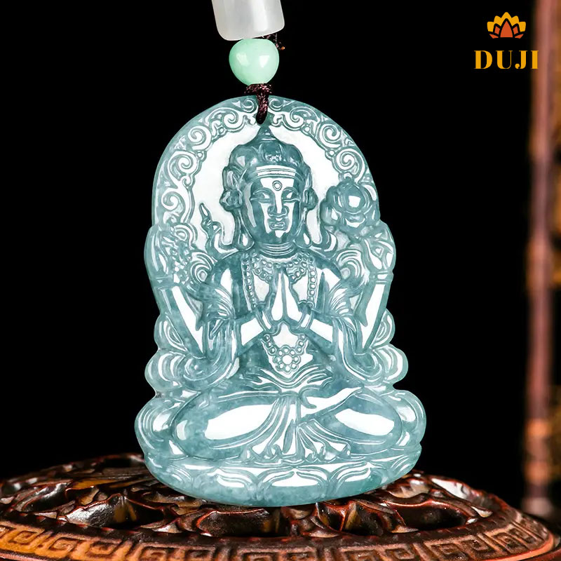 Mặt dây chuyền Jadeite nước xanh thiên nhiên Avalokiteshvara thiết kế độc đáo
