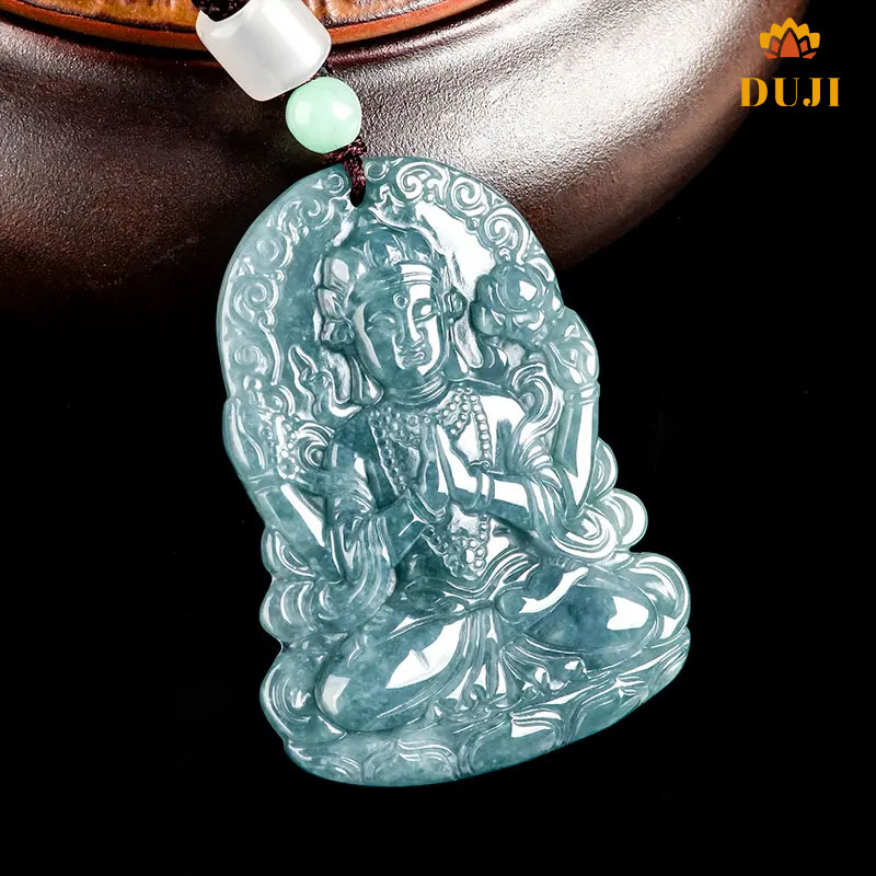 Mặt dây chuyền Jadeite nước xanh thiên nhiên Avalokiteshvara thiết kế độc đáo