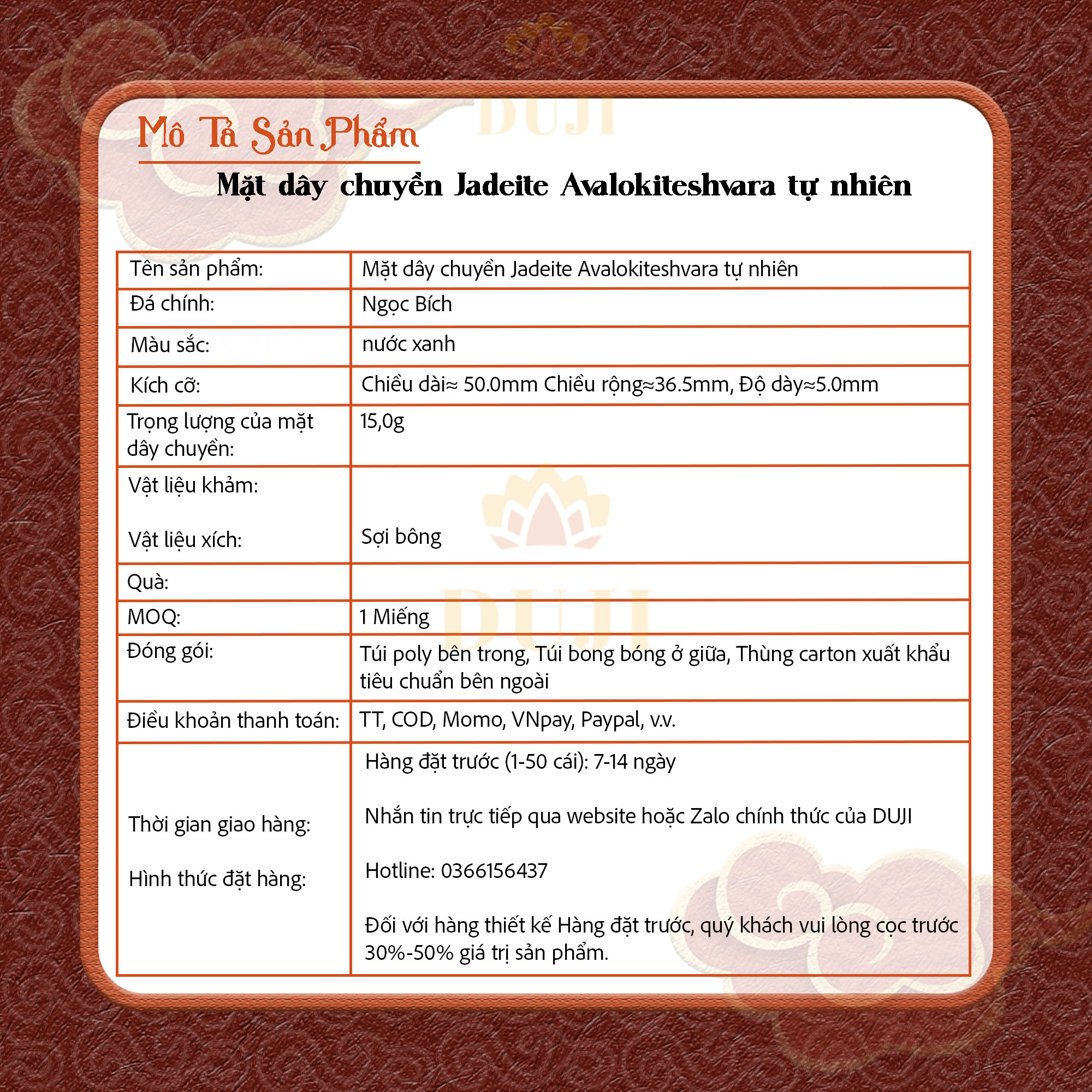 Mặt dây chuyền Jadeite nước xanh thiên nhiên Avalokiteshvara thiết kế độc đáo