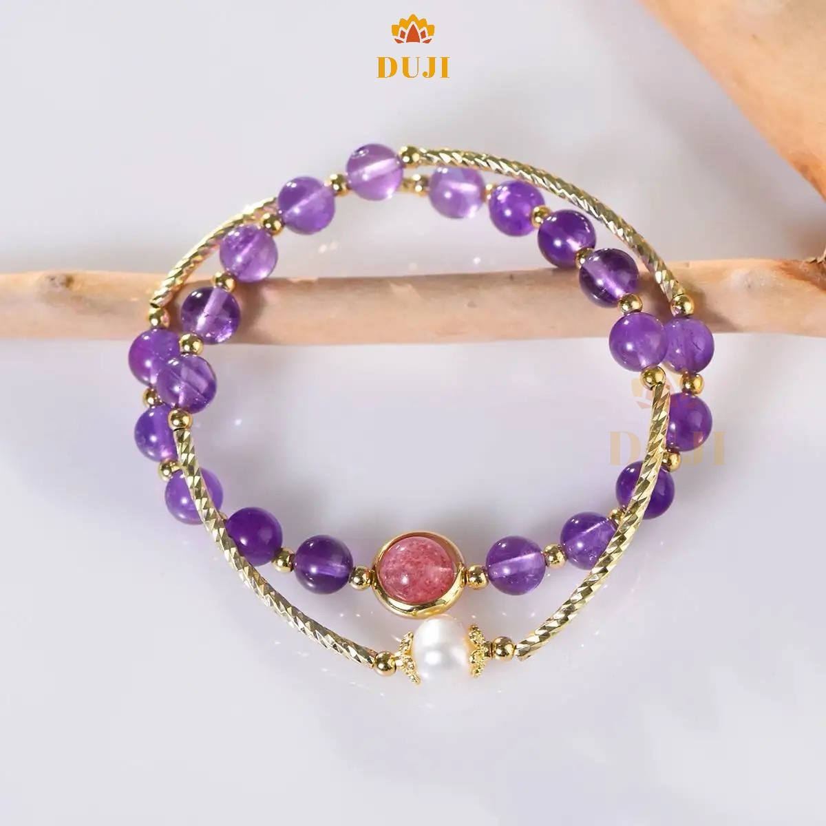 Vòng tay chuỗi 2 vòng thạch anh tím 6mm