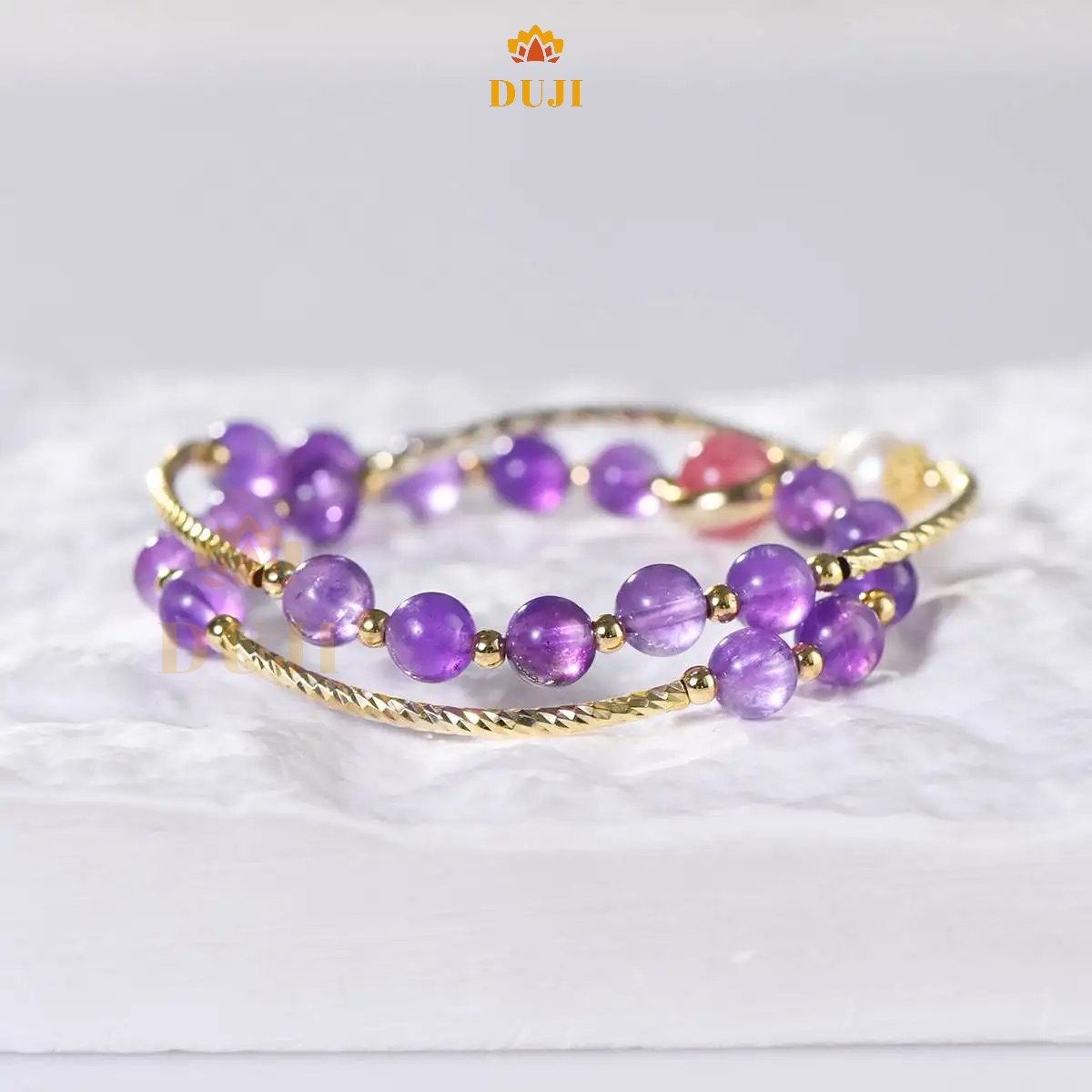 Vòng tay chuỗi 2 vòng thạch anh tím 6mm