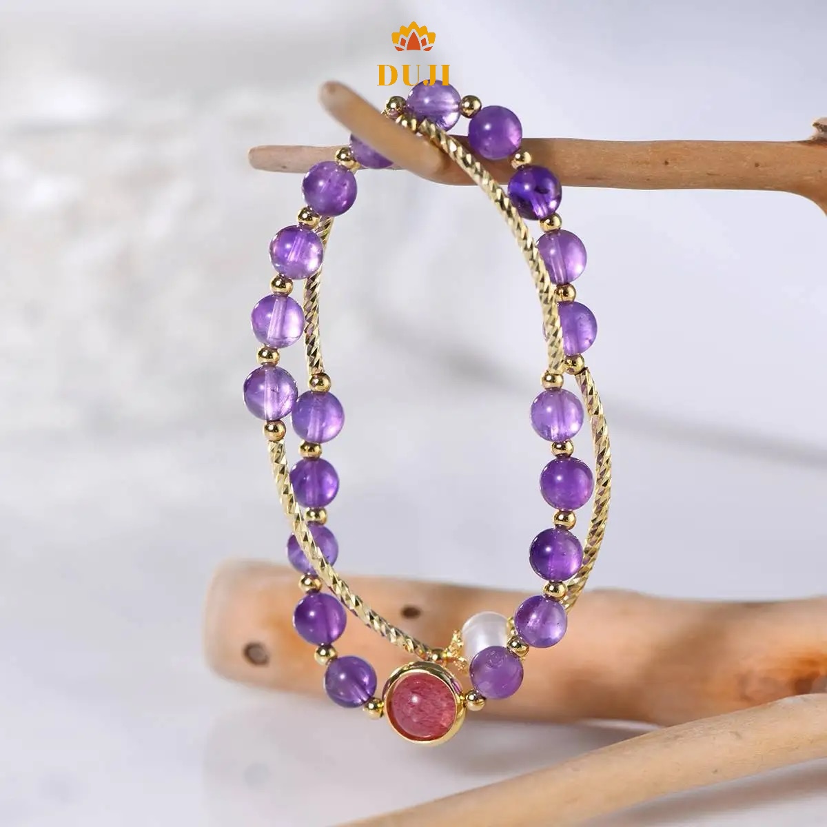 Vòng tay chuỗi 2 vòng thạch anh tím 6mm