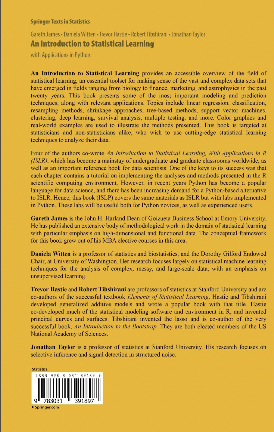 An Introduction to Statistical Learning in Python