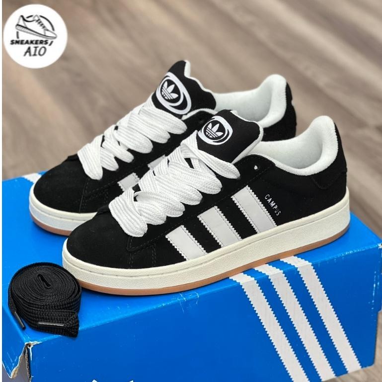 [AIO sneaker] Giày Thể Thao Adidas Campus 'Black White Gum' HQ8708 Campus Đen Sọc Trắng Đế Vàng