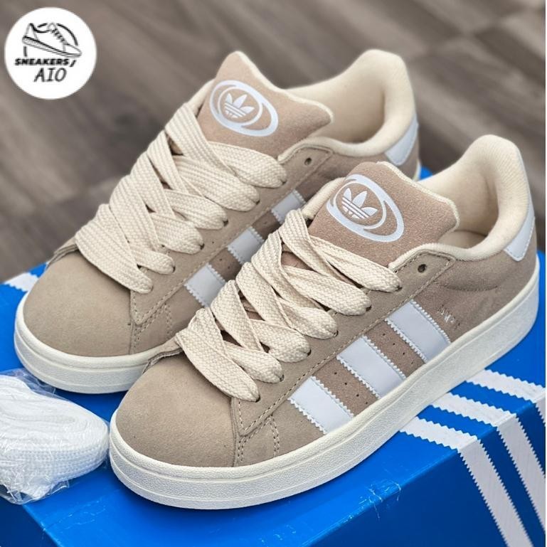 [AIO sneaker] Siêu phẩm giày das campus nâu kem vệt trắng nữ ảnh thật tự chụp+ freeship Giày Adidas Campus Wonder White