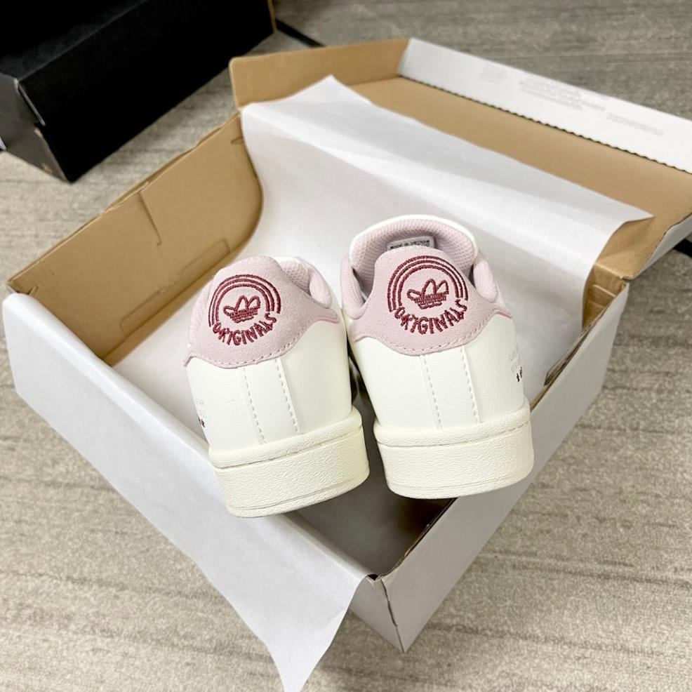 [AIO sneaker]Giày thể thao Adidas Originals Superstar White Red_ Giày Sneaker Das Sò trắng 3 sọc đỏ hót hồng phấn