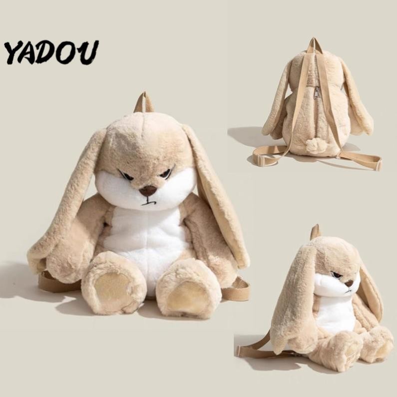 Yadou Ba Lô Đeo Vai Hình Thỏ Nhồi Bông màu Đen jackrabbit Mới Cho Nữ