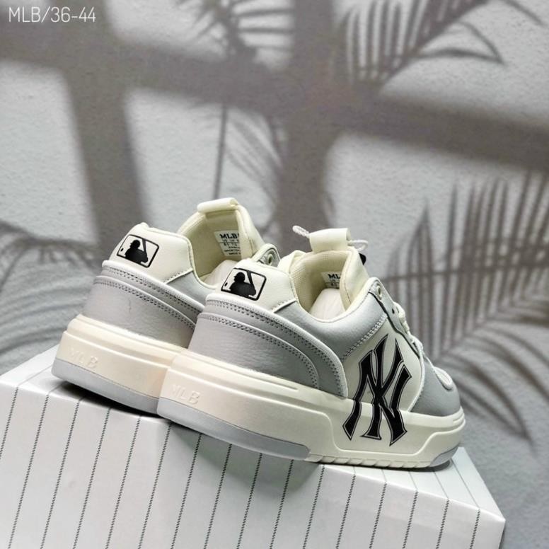 Giày thể thao MLB Chunky Liner New York Yankees White Black Gray, Giày Sneaker Trắng Đen Xám Full Box Bill