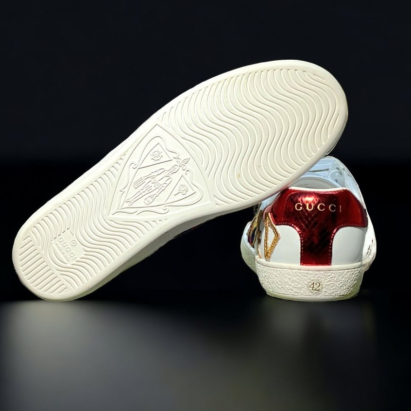 Giày thể thao Gu.cci 3 vạch LOVED,Giày thể thao Gucci White Ace Loved BẢN CAO CẤP, Giày ACE chữ LOVED