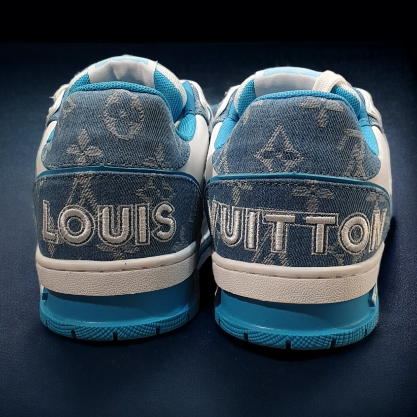 [ AIO LUXURY ] GIÀY LV TRAINER TRẮNG XANH QUAI DÁN BLUE WHITE LAI AU NAM NỮ CAO CẤP,Full Phụ Kiện Bản Cao Cấp Nhất