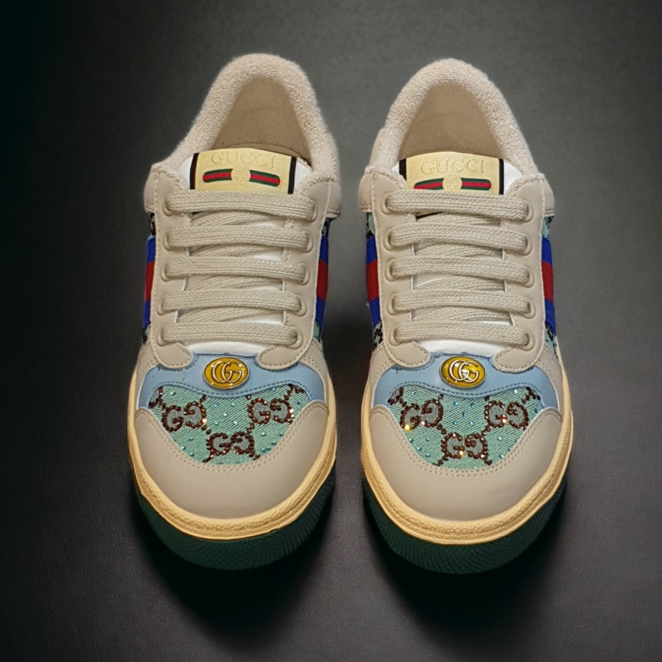 Giày Thể Thao Gu.cci Sơn Tùng Gót Xanh Dương Bản Cao Cấp Đẹp Nhất Thị Trường Full Bill Box,Sneaker Gu.CCi Xanh Đính Đá