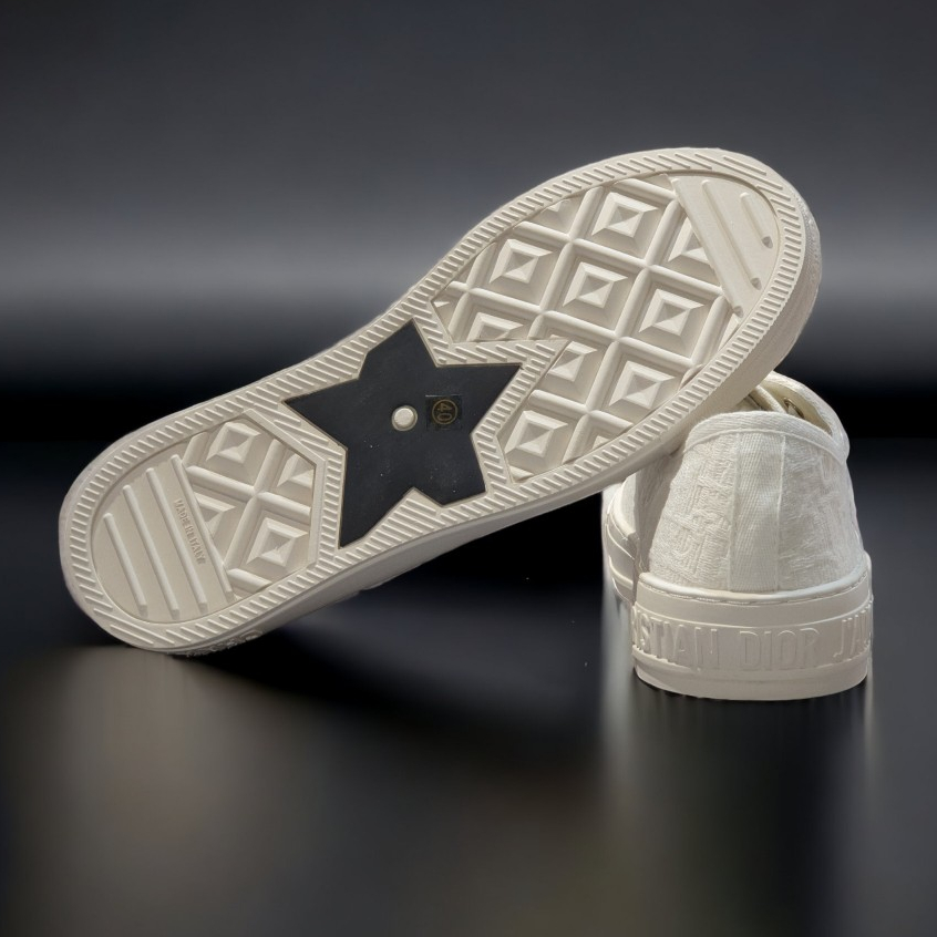 Giày Thể Thao Sneaker Di.or B56 Full Trắng Cao Cấp, Di.or Walk Embroider Cotton họa tiết vải trắng full,Di.or B56Cao Cấp