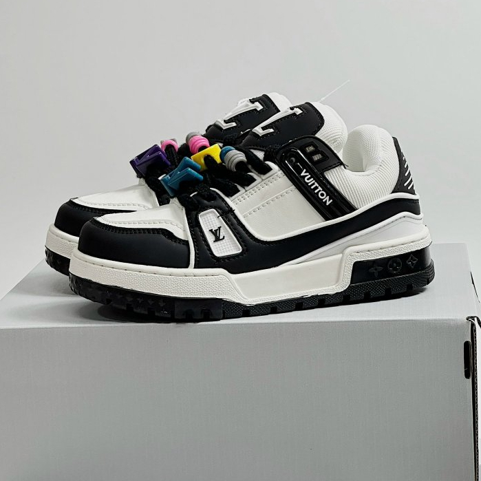 Giày thể thao Lo..uis Vuit__ton Sneakers Trainer Maxi ĐEN full, Giày thể thao LV ĐEN KÈM DÂY FULL STICK
