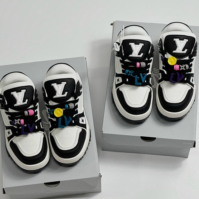 Giày thể thao Lo..uis Vuit__ton Sneakers Trainer Maxi ĐEN full, Giày thể thao LV ĐEN KÈM DÂY FULL STICK