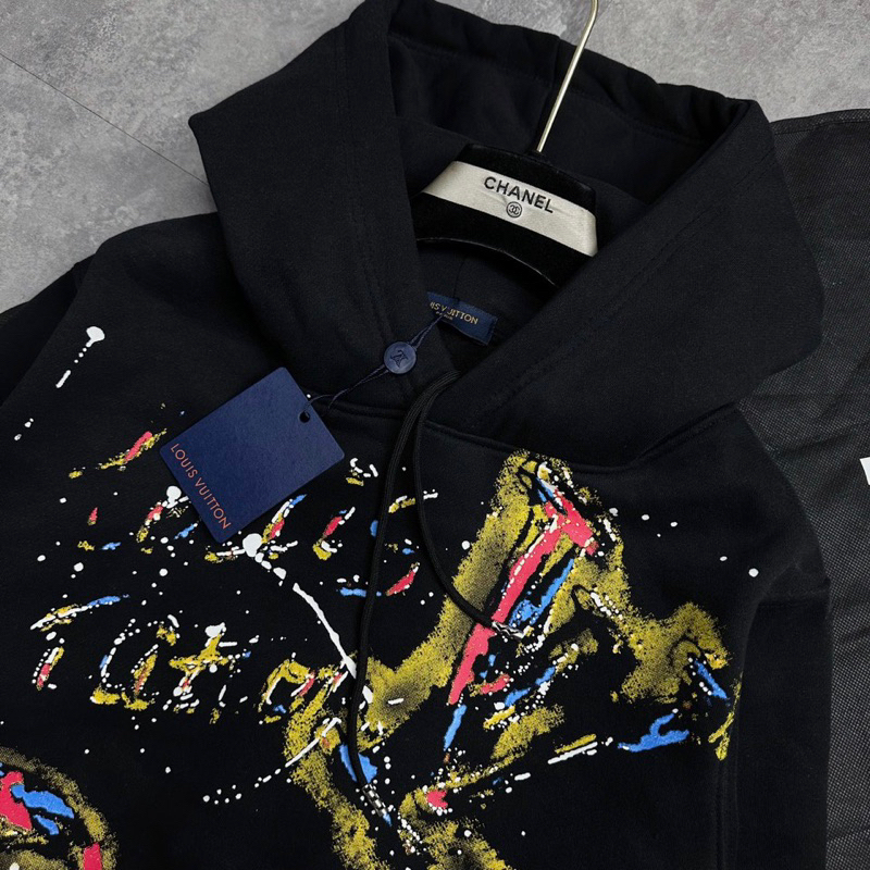 Siêu phẩm nỉ bông LV họa tiết không chê đi đâu được , Áo Hoodie LV 1:1có mũ nam nữ unisex chất nỉ bông siêu ấm hot trend