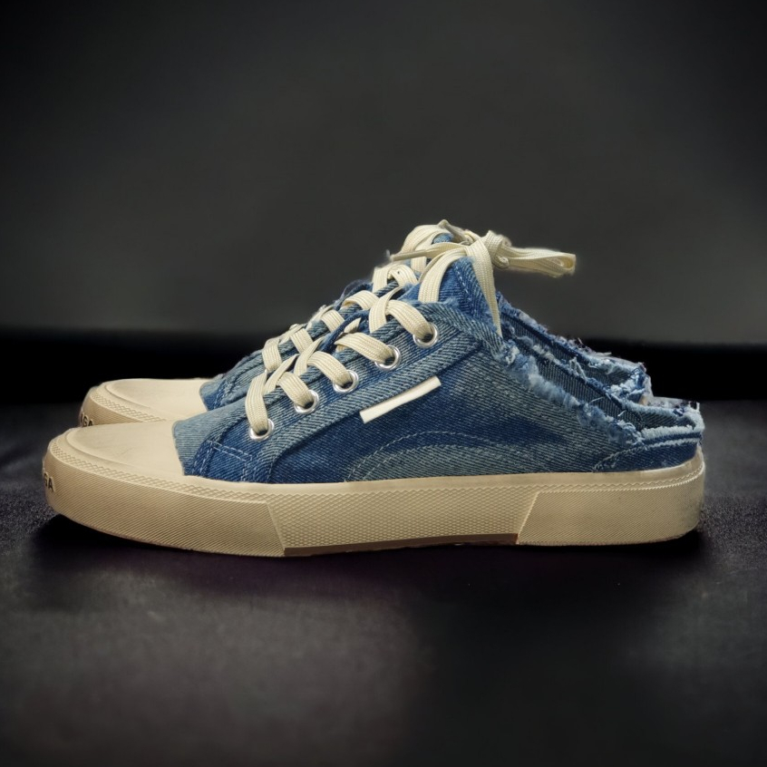 Giày, Sục thể thao BL bò bẩn xịn xò,Sục thế thao đạp gót BALENCIAGA canvas vải bò xanh cao cấp, Sục BALENCIAGA vải bò