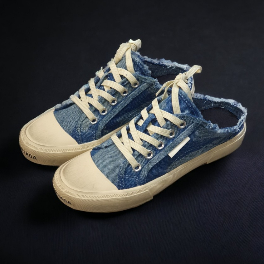 Giày, Sục thể thao BL bò bẩn xịn xò,Sục thế thao đạp gót BALENCIAGA canvas vải bò xanh cao cấp, Sục BALENCIAGA vải bò