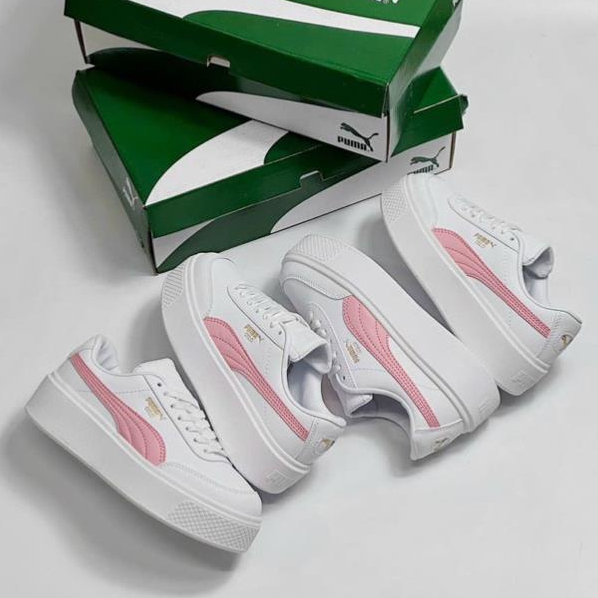 [AIO sneaker] GIÀY PUMA OSLO TRẮNG HỒNG ĐỘN ĐẾ, giày puma oslo maja - white pink - puma trắng hồng đế cao nữ