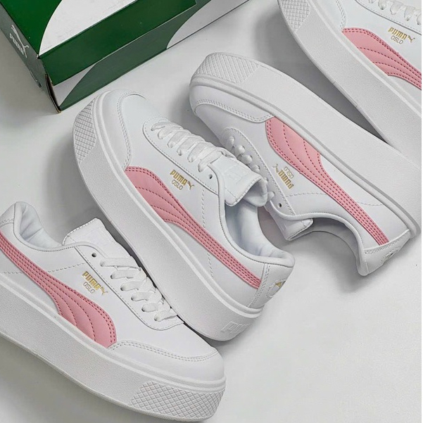 [AIO sneaker] GIÀY PUMA OSLO TRẮNG HỒNG ĐỘN ĐẾ, giày puma oslo maja - white pink - puma trắng hồng đế cao nữ