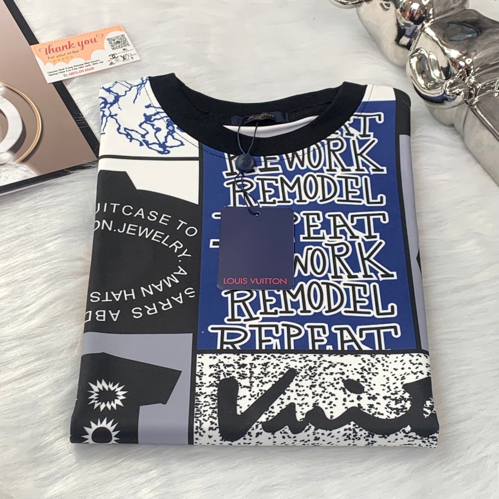 Áo thun - Louis Vuitton - LV Crew Neck Unisex Blended Fabrics new2024