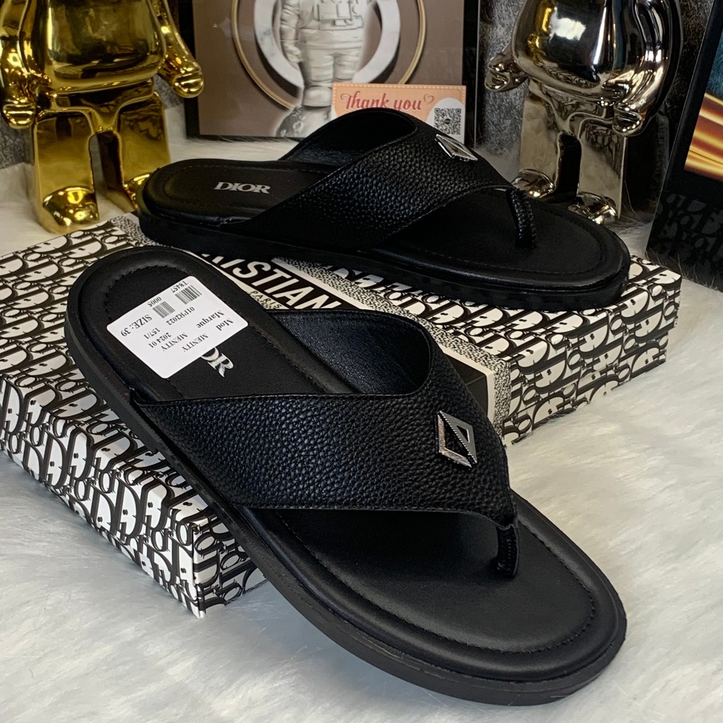 Dép xỏ Ngón Nam nữ Tông Lào Thái Mẫu Diorrs Mới 2024 Cập Bến,Dép Lê logo dior kim loại họa tiết đen sang chảnh