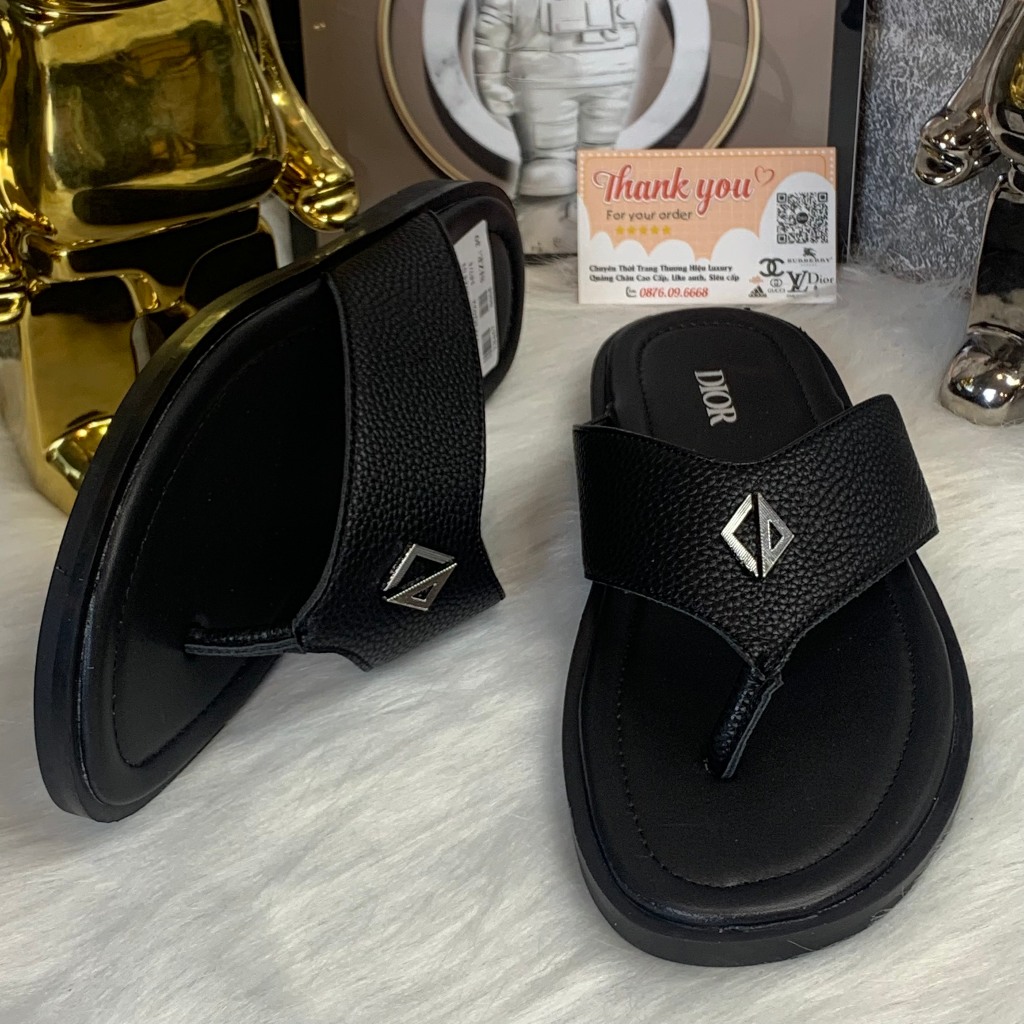 Dép xỏ Ngón Nam nữ Tông Lào Thái Mẫu Diorrs Mới 2024 Cập Bến,Dép Lê logo dior kim loại họa tiết đen sang chảnh
