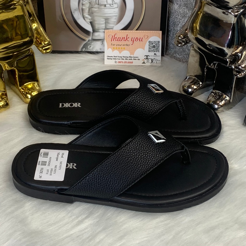 Dép xỏ Ngón Nam nữ Tông Lào Thái Mẫu Diorrs Mới 2024 Cập Bến,Dép Lê logo dior kim loại họa tiết đen sang chảnh