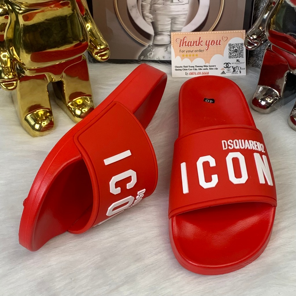 Dép quai ngang nam nữ ICON đỏ, Dép nam nữ mẫu mới 2024 hot trend ( Hàng Đẹp )