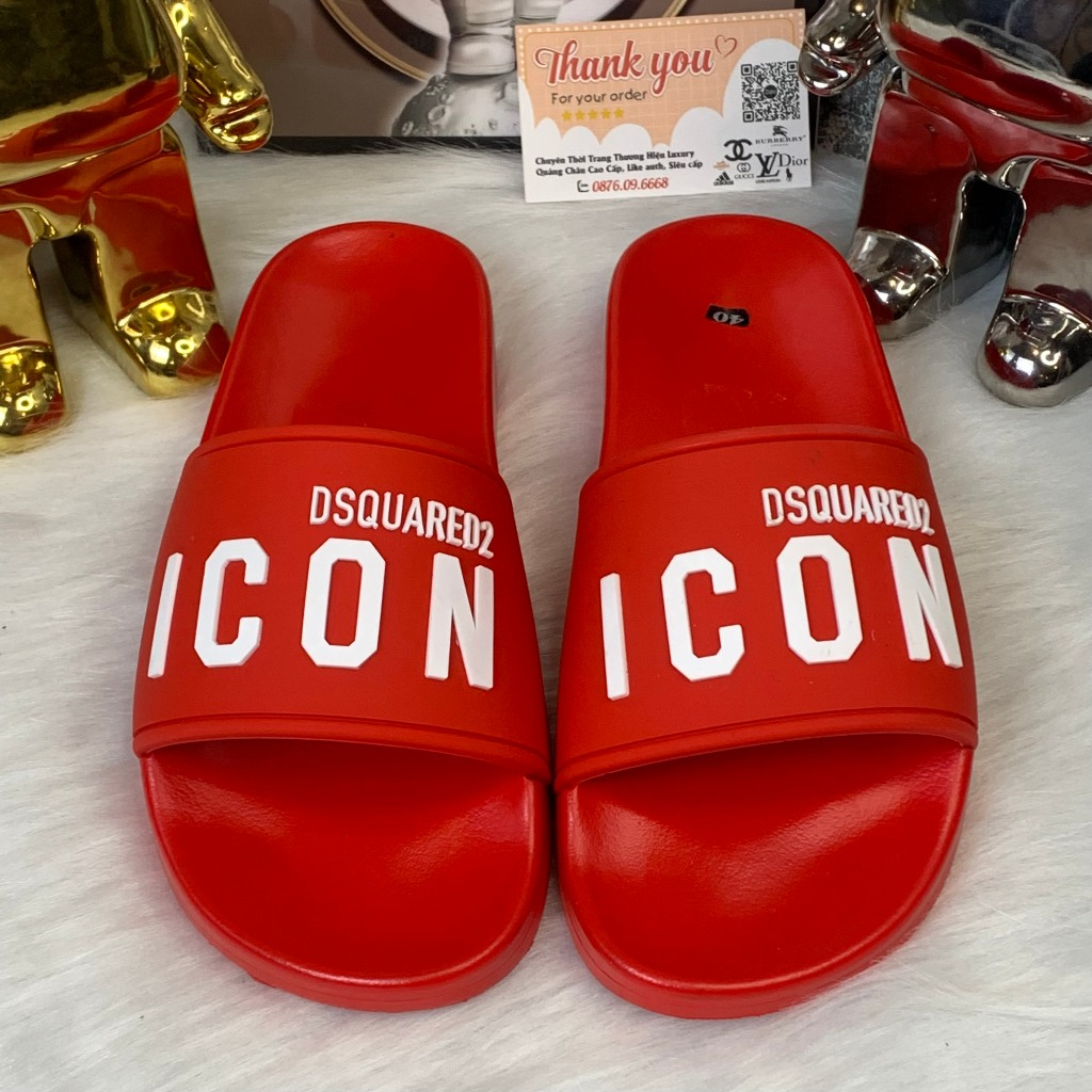 Dép quai ngang nam nữ ICON đỏ, Dép nam nữ mẫu mới 2024 hot trend ( Hàng Đẹp )