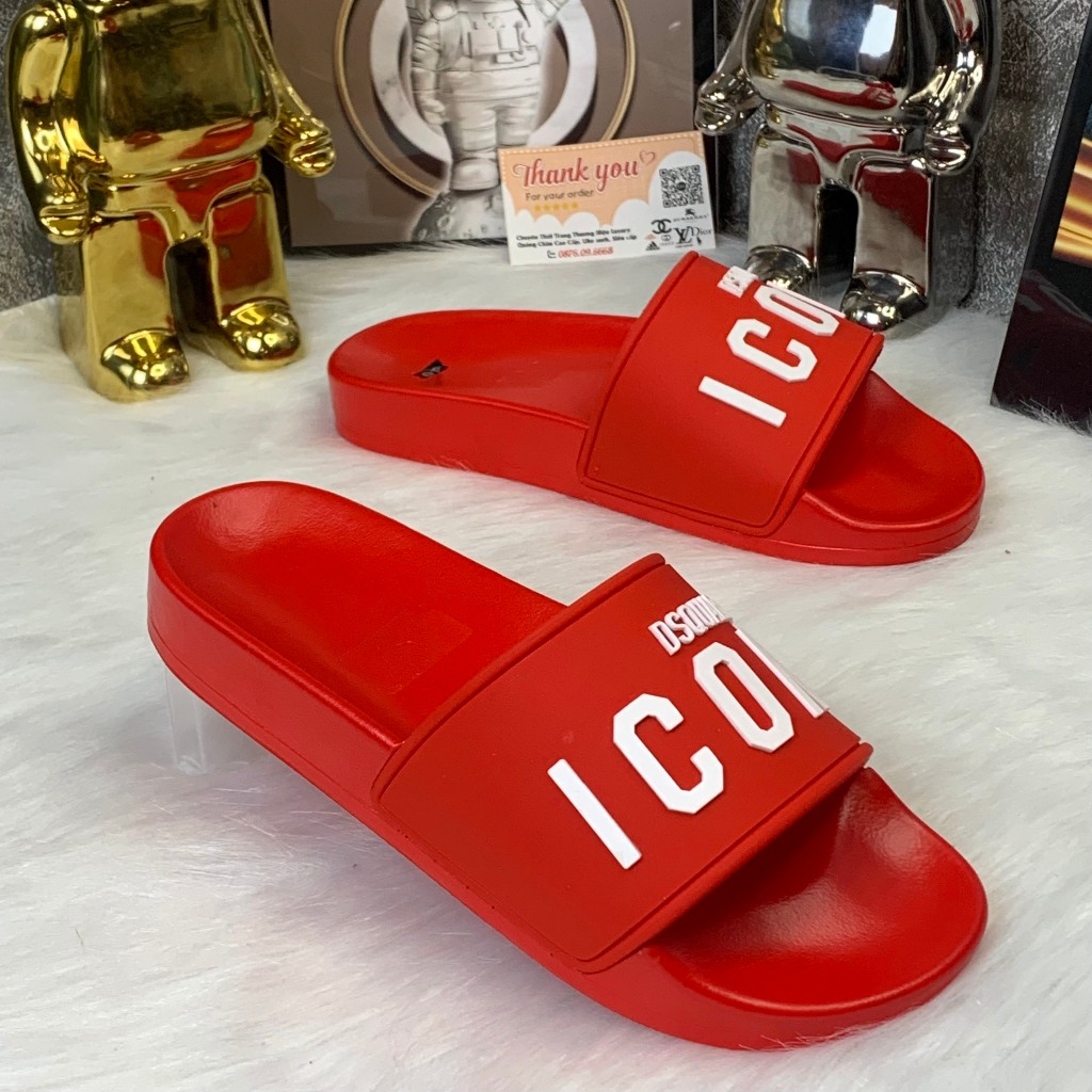 Dép quai ngang nam nữ ICON đỏ, Dép nam nữ mẫu mới 2024 hot trend ( Hàng Đẹp )