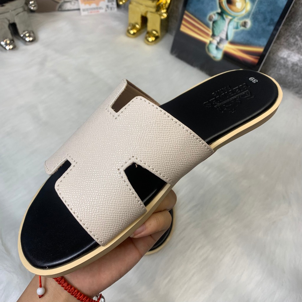 Dép chữ H đế đen dép da nam sang trọng, lịch sự, quai da nguyên tấm loại 1, đế phíp cao cấp,DÉP H.E.R.M.E.R CHỮ H NAM NỮ