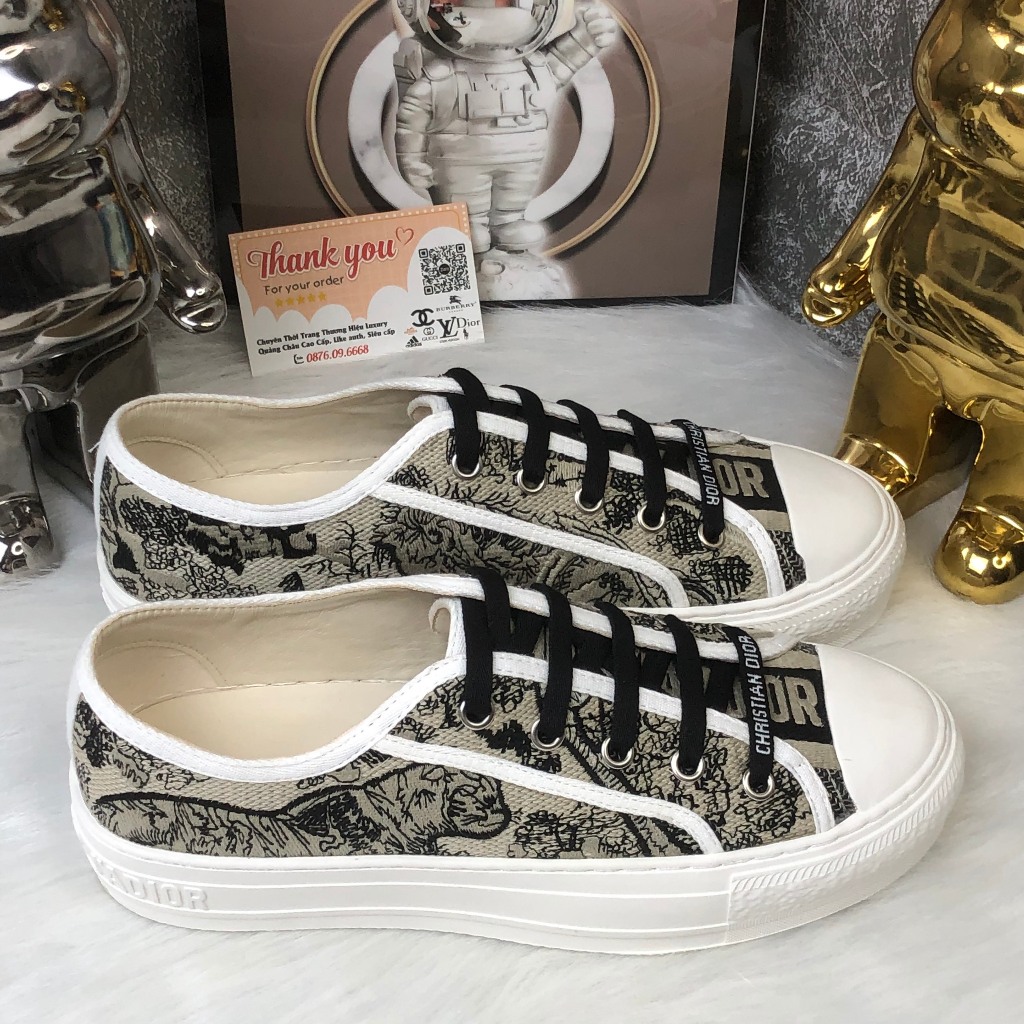 Giày Thể Thao D.ior  b56 Hoạ Tiết Hổ Đen Hàng Quảng Châu Cao Cấp Full Box,Giày Thể Thao D.i.o Thêu Canvas Hổ đen