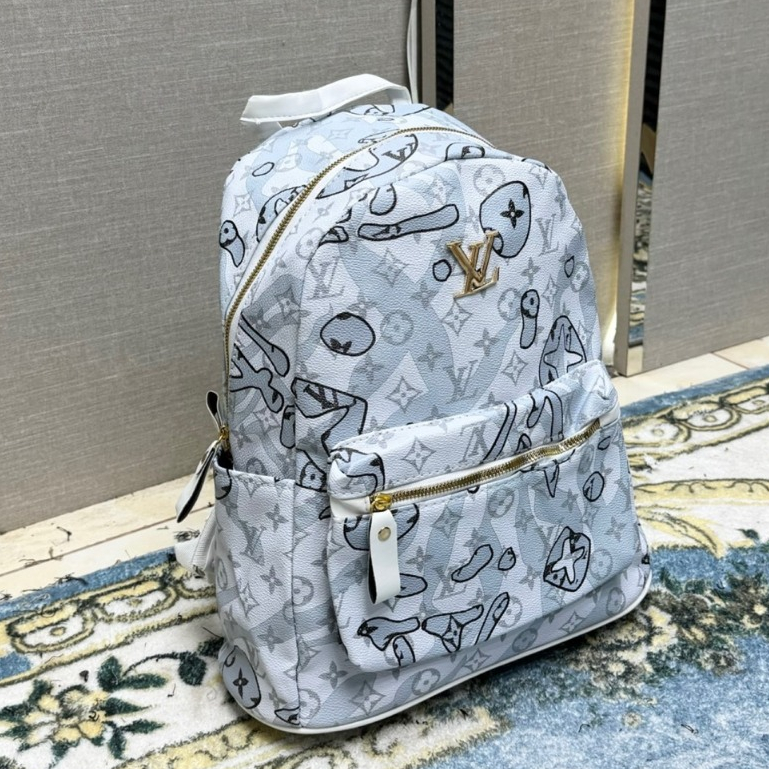 Balo L.V Hoạ Tiết Monograms Xanh ngọc Cao Cấp đi chơi, đi du lịch,Balo Cặp Đi học hoạ tiểt mặt cười mới nhất 2024