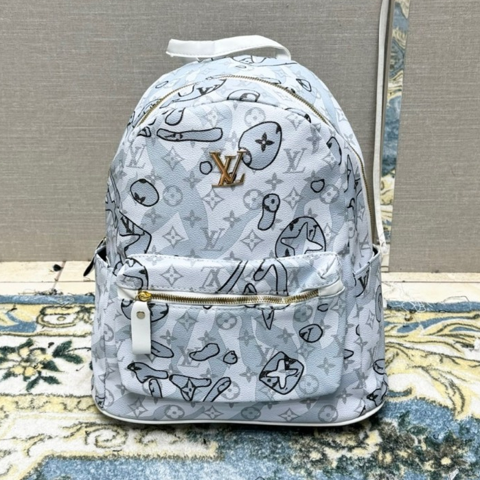 Balo L.V Hoạ Tiết Monograms Xanh ngọc Cao Cấp đi chơi, đi du lịch,Balo Cặp Đi học hoạ tiểt mặt cười mới nhất 2024