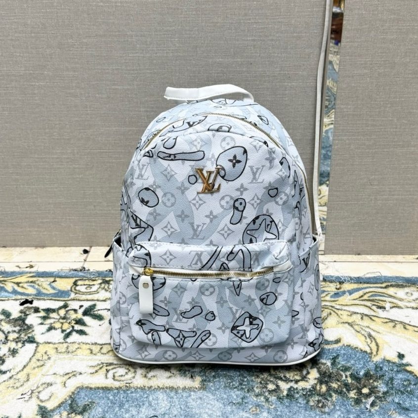 Balo L.V Hoạ Tiết Monograms Xanh ngọc Cao Cấp đi chơi, đi du lịch,Balo Cặp Đi học hoạ tiểt mặt cười mới nhất 2024