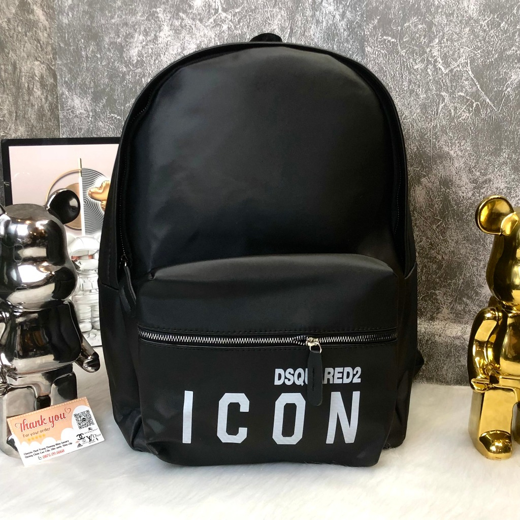 Balo Icon Nam Hót Có Sẵn/Balo Hoạ Tiết Chữ Dập Nổi ,Balo DSQ IN icon Cao Cấp đi chơi, đi du lịch,Balo Cặp Đi chơi