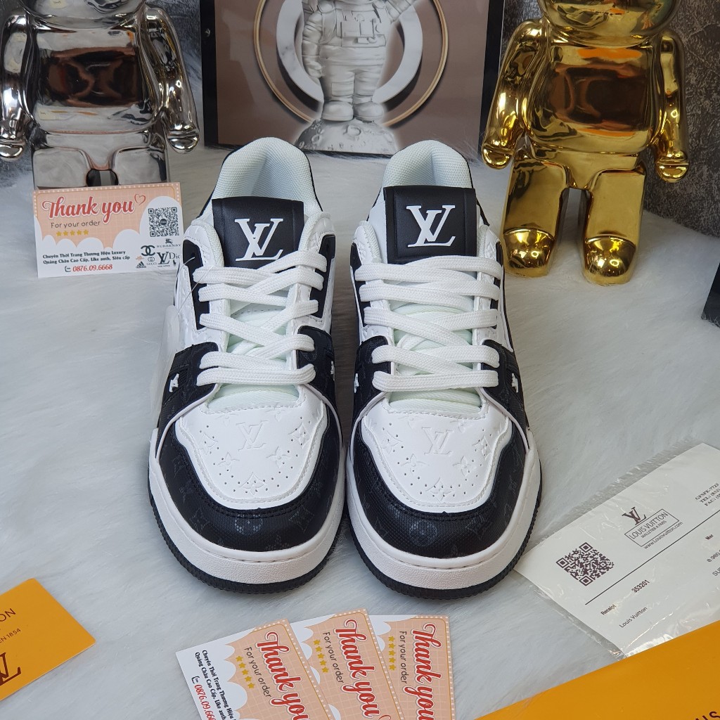 [ Ocean Park Luxury ] Giày LV 54 đen trắng thấp cổ bản cao cấp 2024 Hàng quảng châu full box